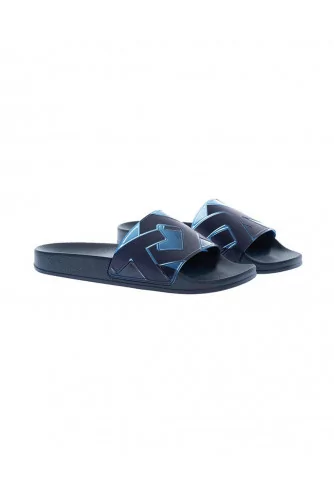 Navy blue beach mules "Jelly Town" Jacques Loup for men