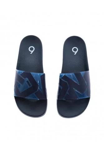 Navy blue beach mules "Jelly Town" Jacques Loup for men