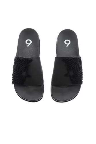 Black beach mules in stretch tissue Jacques Loup for men