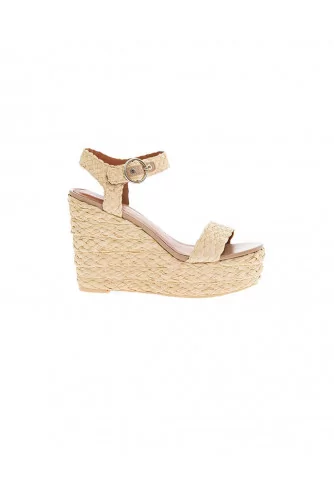 Beige raffia platform sandals What For for women