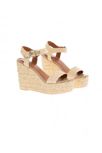 Beige raffia platform sandals What For for women