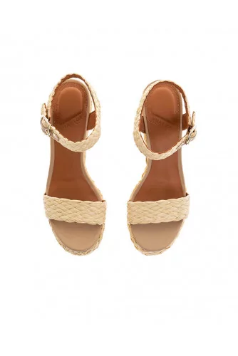 Beige raffia platform sandals What For for women