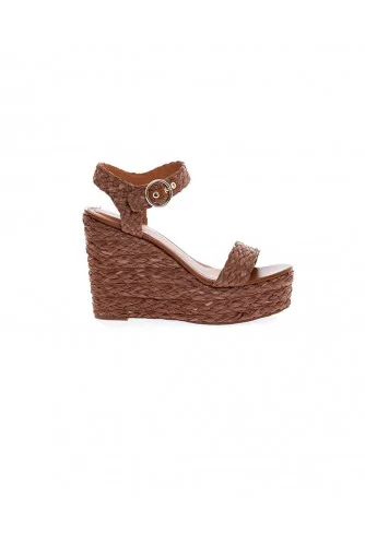 Brown raffia platform sandals What For for women