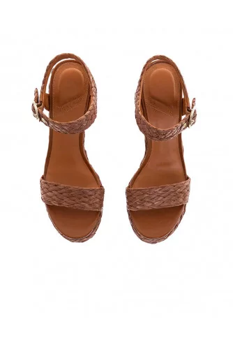 Brown raffia platform sandals What For for women