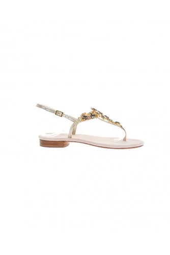 Platinum colored sandals with Swarovsky stones Jacques Loup for women