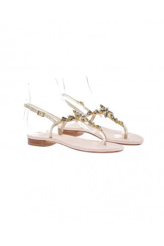 Platinum colored sandals with Swarovsky stones Jacques Loup for women