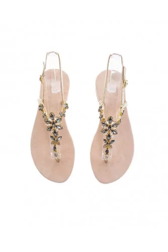 Platinum colored sandals with Swarovsky stones Jacques Loup for women