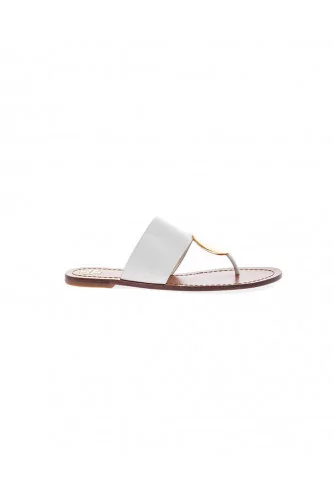 Ivory toe thong mules with gold plate Tory Burch for women