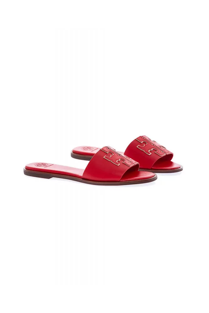Inès of Tory Burch - Leather flat mules with logo, red for women