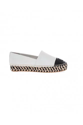 Cream colored espadrilles with black toe cap Tory Burch for women