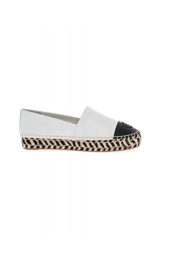 Tory Burch - Espadrilles with leather toe cap and large two-toned outer  sole, white/black for women