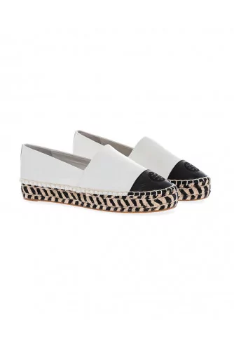 Cream colored espadrilles with black toe cap Tory Burch for women