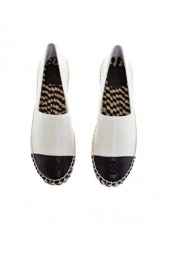 Cream colored espadrilles with black toe cap Tory Burch for women