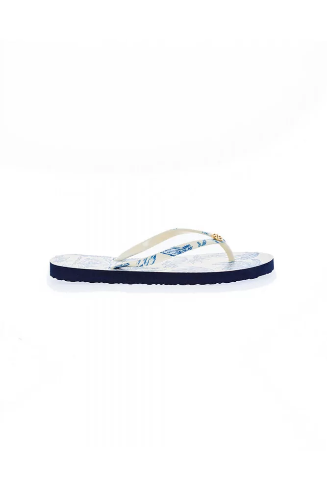 Tong Tory Burch "Flip Flop" Bleu ciel et ivoire