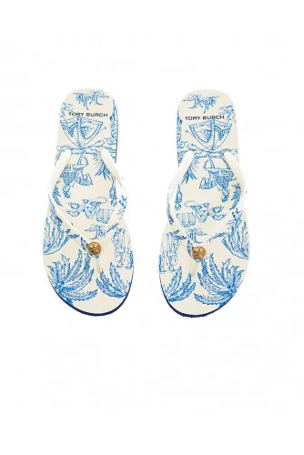 Tong Tory Burch "Flip Flop" Bleu ciel et ivoire