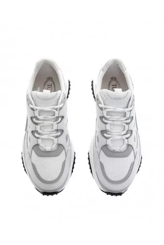 Tennis Tod's "T-Run" blanc-gris pour homme