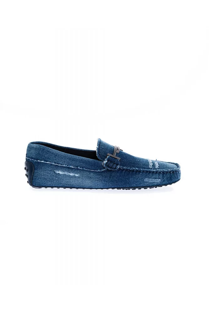 Blue moccasins in used jean with metallic bit Tod's for men