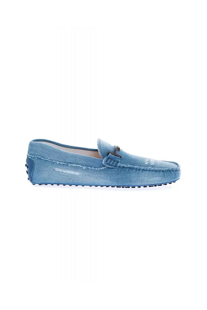 Light blue moccasins in used jean with metallic bit Tod's for men