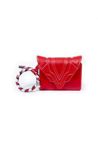 Pochette Elena Ghisellini "Ring", anse rouge noir ciel et blanc