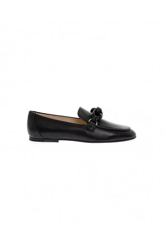 Mocassin Tod's noir, scoubidou en cuir torsadé pour femme