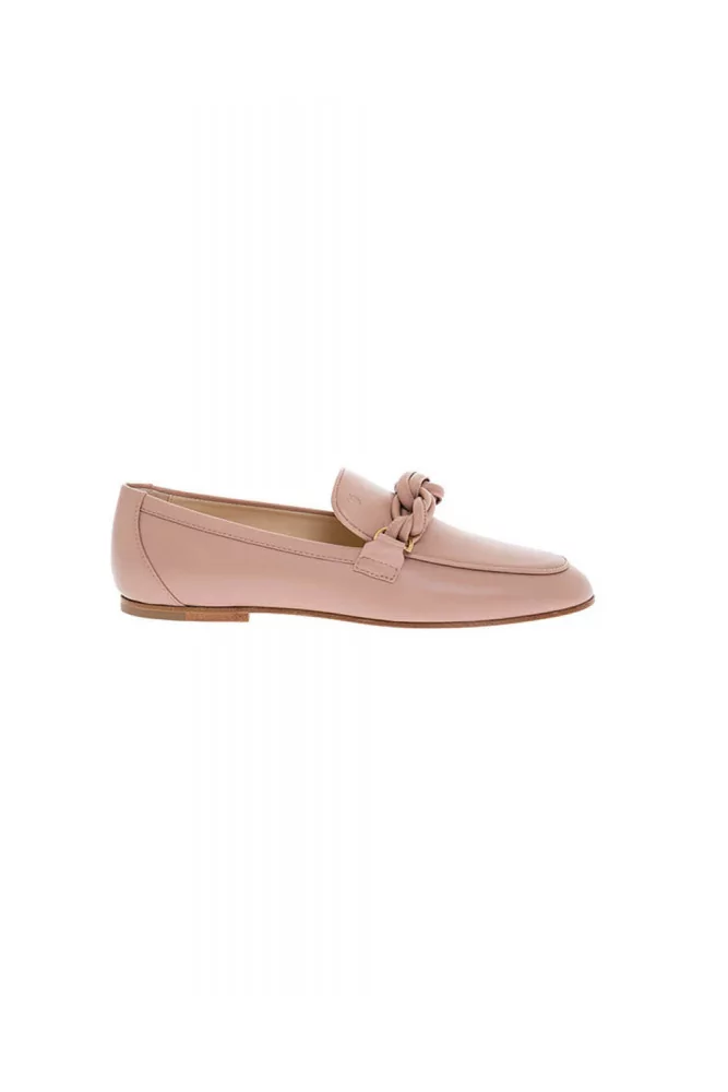 Mocassin Tod's rose avec scoubidou en cuir torsadé pour femme