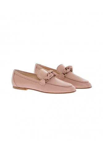 Mocassin Tod's rose avec scoubidou en cuir torsadé pour femme