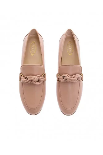 Mocassin Tod's rose avec scoubidou en cuir torsadé pour femme