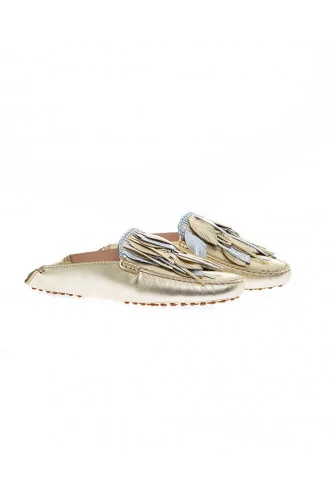 Light gold and silver mules with decorative leaves Tod's for women