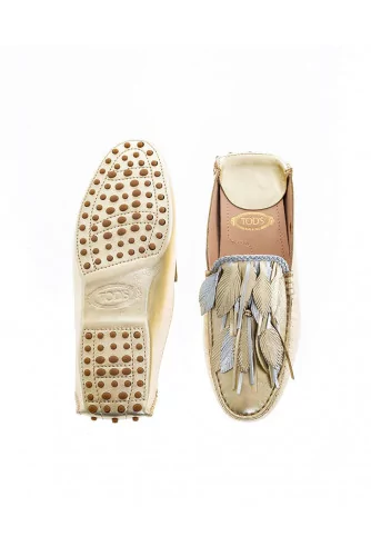 Light gold and silver mules with decorative leaves Tod's for women