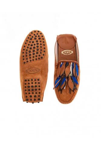 Cognac colored mules with decorative leaves Tod's for women