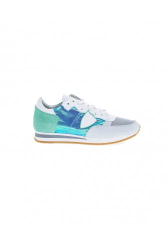 White and turquoise sneakers "Tropez" Philippe Model for women