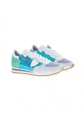 White and turquoise sneakers "Tropez" Philippe Model for women