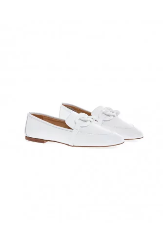 White moccasins with bakelite bit Jacques Loup for women