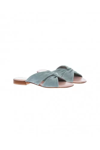 Leather flat mules twisted straps
