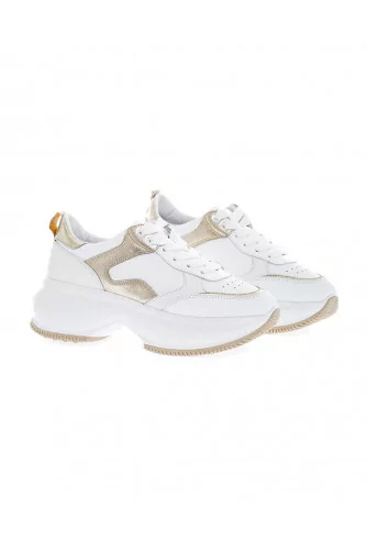 White and gold sneakers Hogan "New Iconic" for women