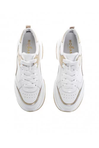 White and gold sneakers Hogan "New Iconic" for women