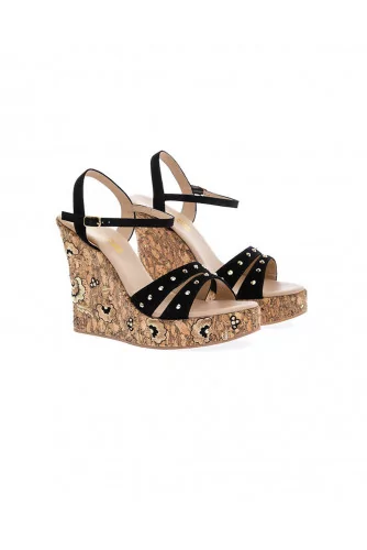 Black platform sandals with decorative nails Fernando Pensato for women