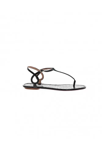 Black thong sandals with croco design Aquazurra for women