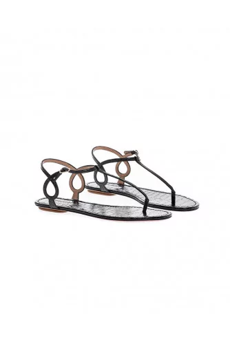 Achat Black thong sandals with croco design Aquazurra for women - Jacques-loup