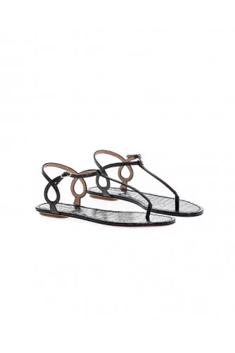 Black thong sandals with croco design Aquazurra for women