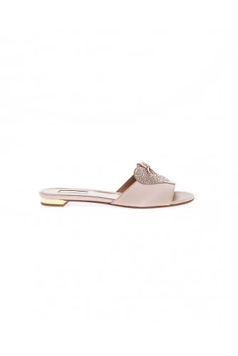 Mule Aquazzura rose poudre une bande, swarovsky, noeud pour femme