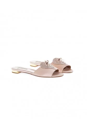 Mule Aquazzura rose poudre une bande, swarovsky, noeud pour femme