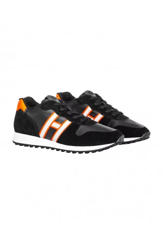 Black sneakers with orange details "Running" Hogan for men