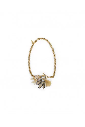 Collier sur chaîne Marni avec feuilles et fleurs en corne - or