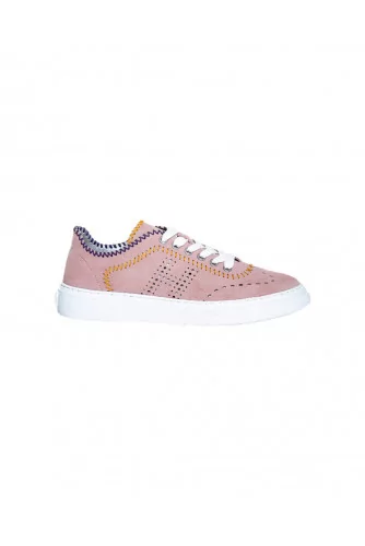 Cassetta - Split leather sneakers with stitches