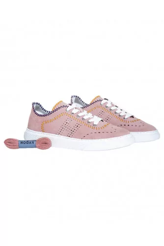 Tennis Hogan "Cassetta" rose-jaune pour femme