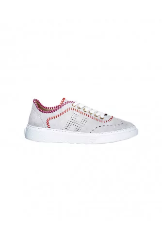 Cassetta - Split leather sneakers with colored stitches