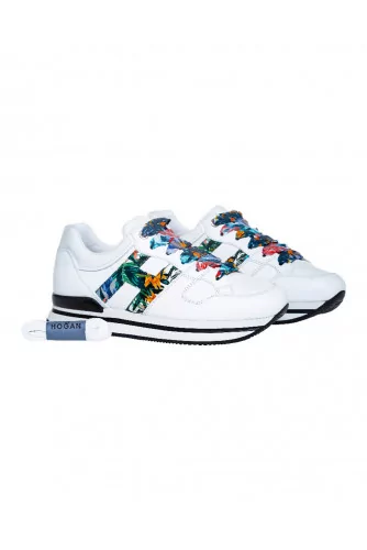 White sneakers with multicolor decorations "222" Hogan for women