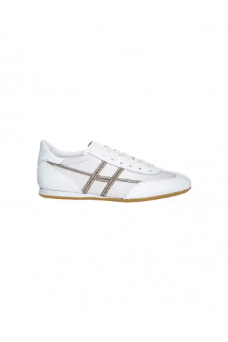 Tennis Hogan "Olympia" blanc-or pour femme