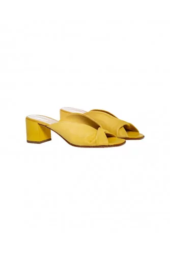 Mule Jacques Loup jaune orangé drapée twistée, tal.50 pour femme